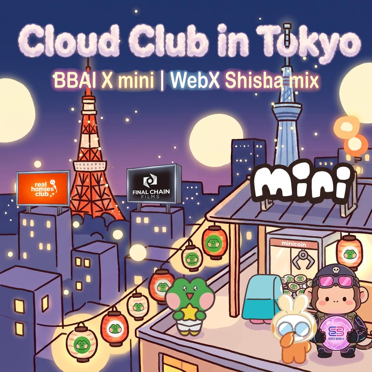Cloud Club in Tokyo, BBAI X mini and WebX Shisha mix event artwork